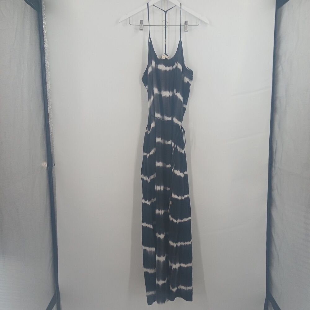 Lovestitch Striped Maxi Dress Womens Large Black White Summer Beach Coastal Boho